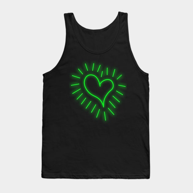 Neon Green Heart Tank Top by obillwon